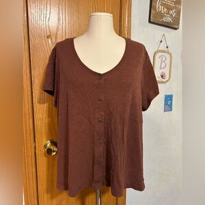Old Navy Burgundy Button-Up Top - Size XXL